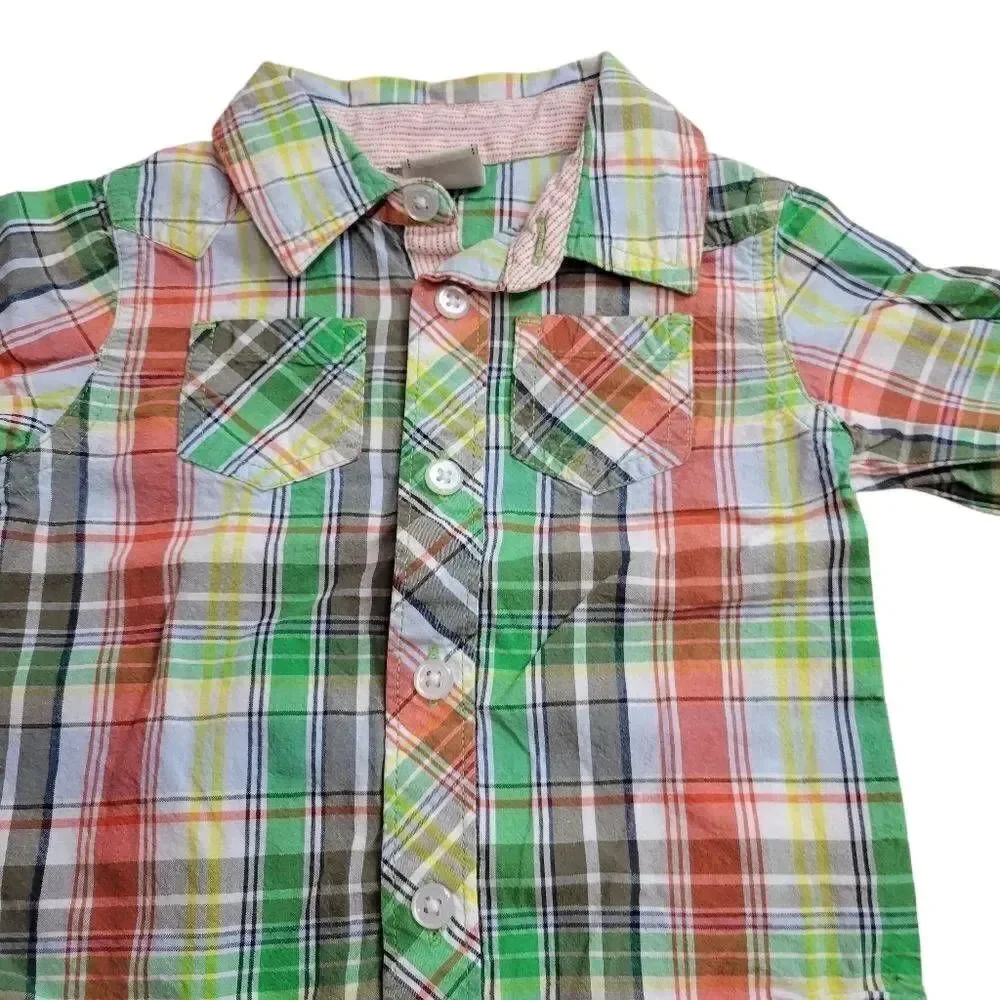 Old Navy plaid buttondown shirt 6/12 months